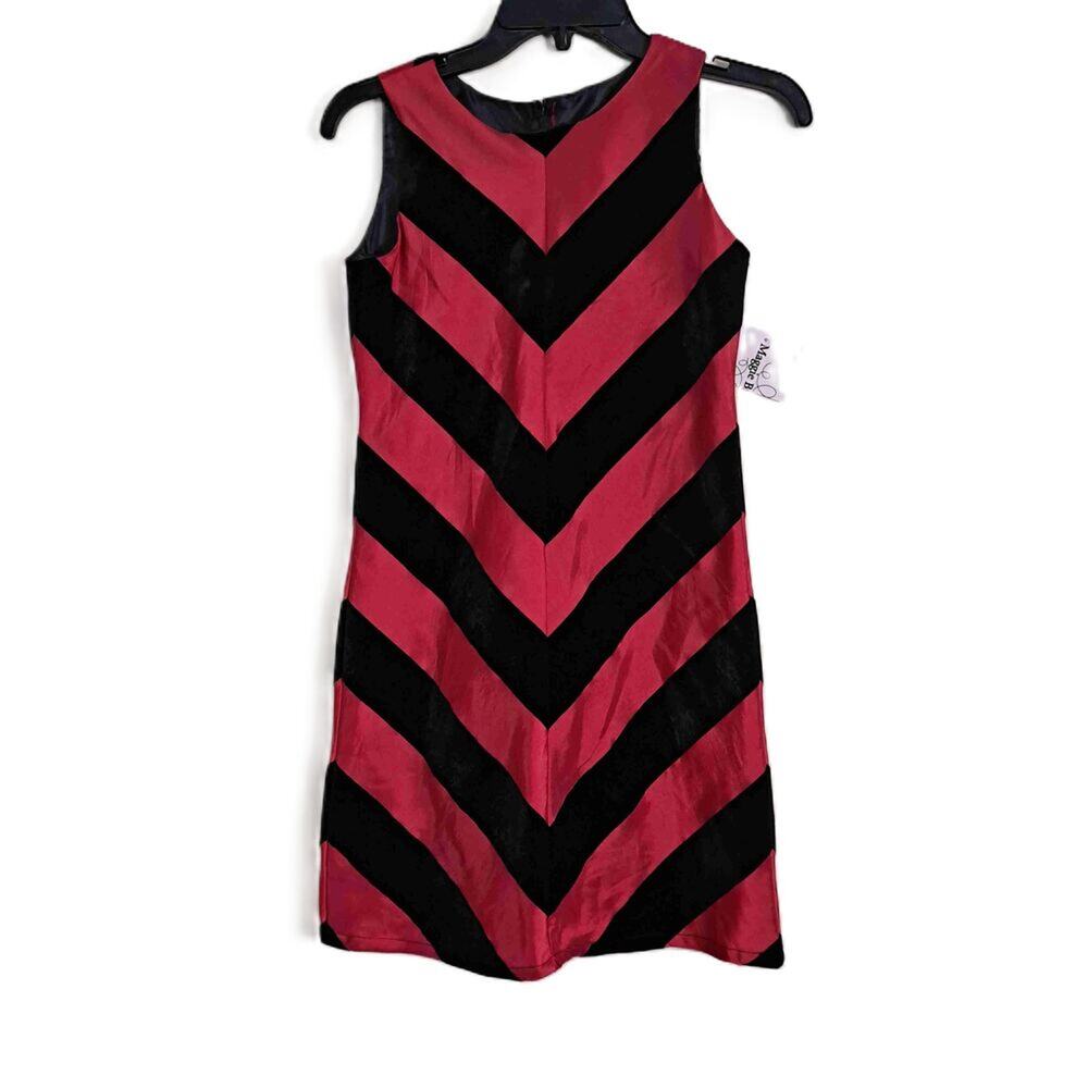 Maggie Breen Too Multi-Color Sleeveless Chevron Color-Blocked Dress Size 14
